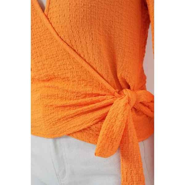 0441 Anvelop Örme Bluz - Turuncu