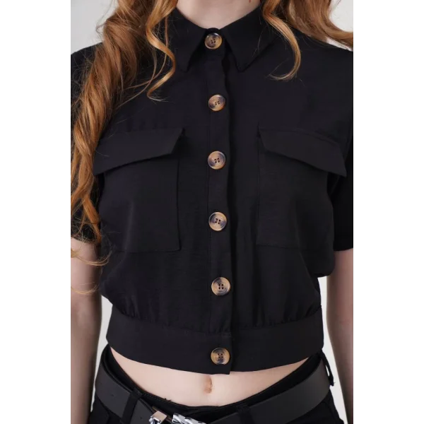 0663 Crop Ceket  Siyah