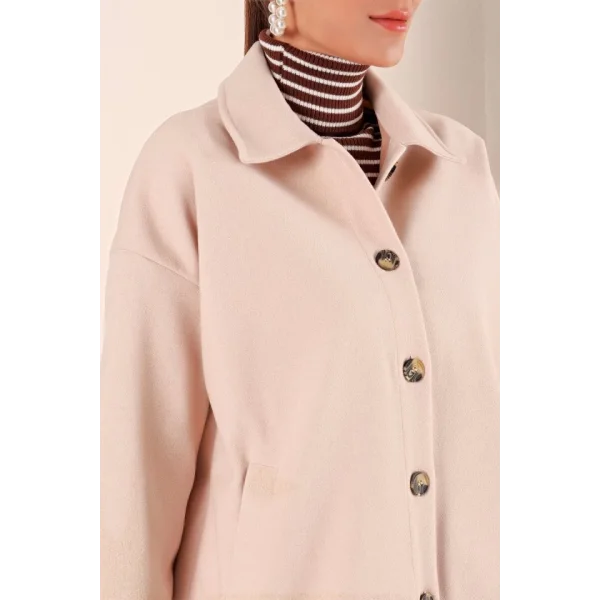 0674 Cepli Oversize Gömlek  Vizon