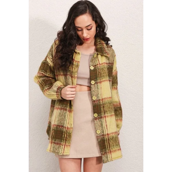 0674 Cepli Oversize Gömlek  Yeşil