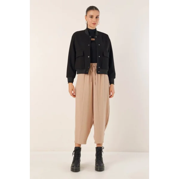 0688 Çift Cepli Bomber Ceket  Siyah