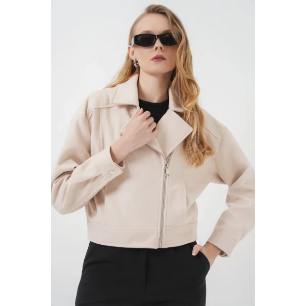0717 Kısa Kaşe Ceket  Bej