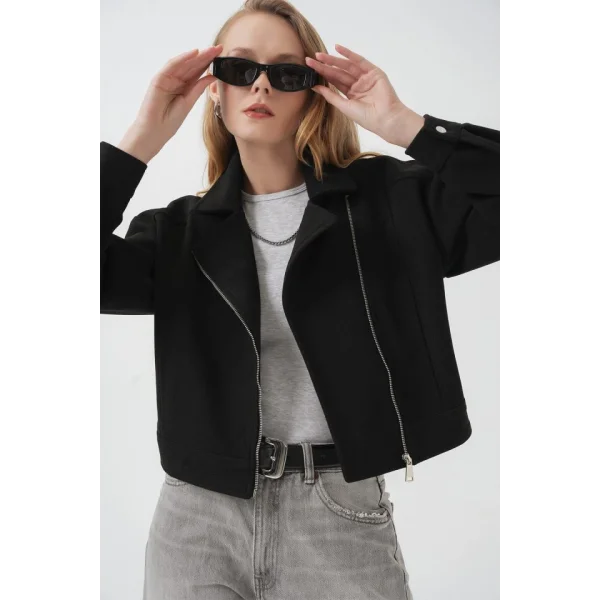 0717 Kısa Kaşe Ceket  Siyah