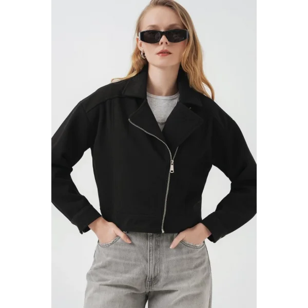 0717 Kısa Kaşe Ceket  Siyah