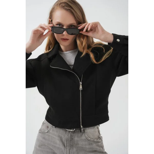 0717 Kısa Kaşe Ceket  Siyah