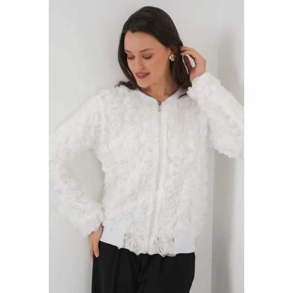0719 Güllü Ceket  Beyaz