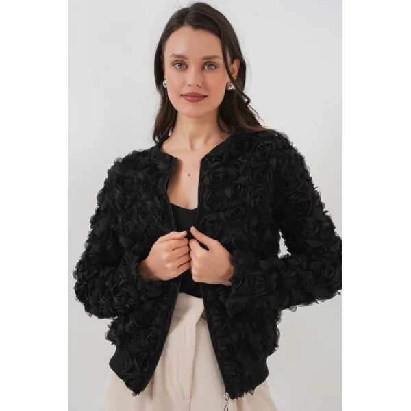 0719 Güllü Ceket  Siyah