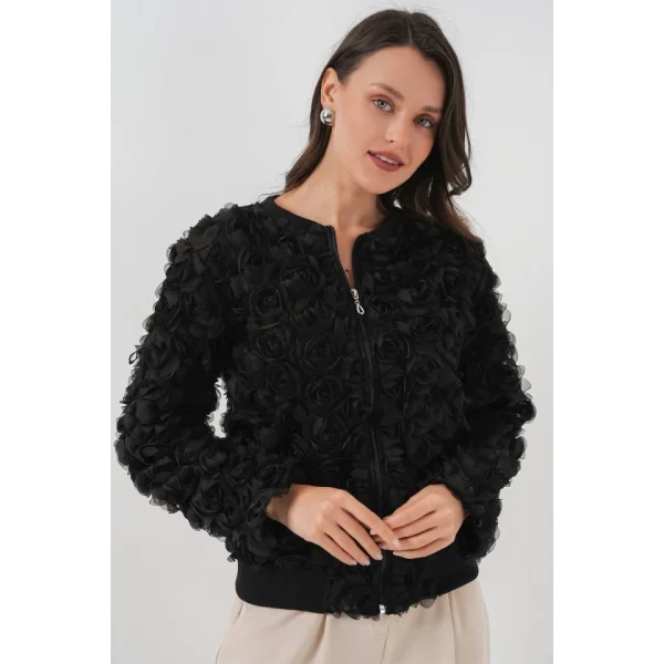 0719 Güllü Ceket  Siyah