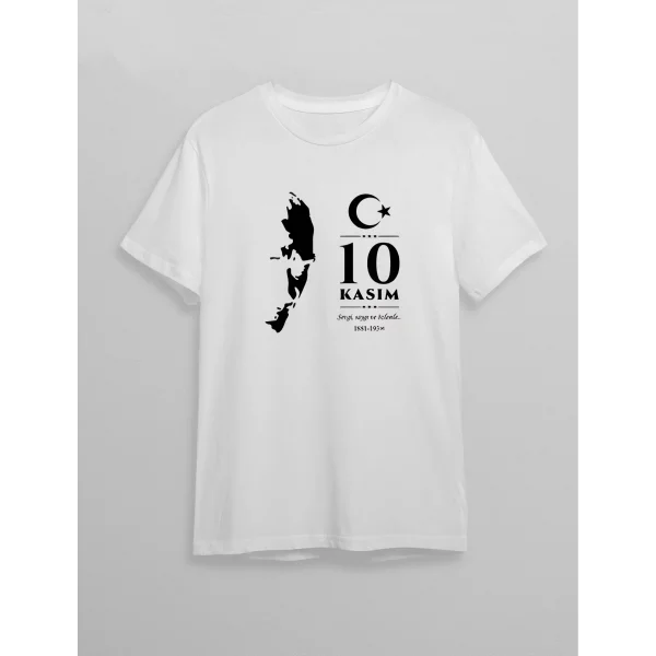 10 Kasım Atatürk Baskılı T-shirt - Beyaz