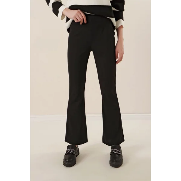 10220 İspanyol Paça Pantolon  Siyah