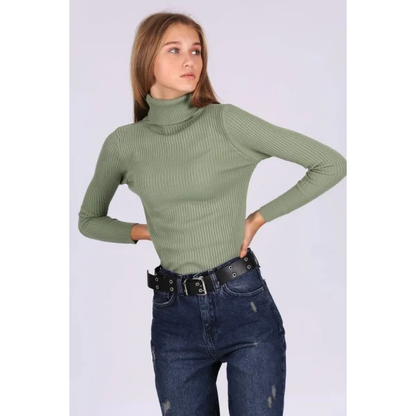 10311 Balıkçı Yaka Triko Kazak - Çağla