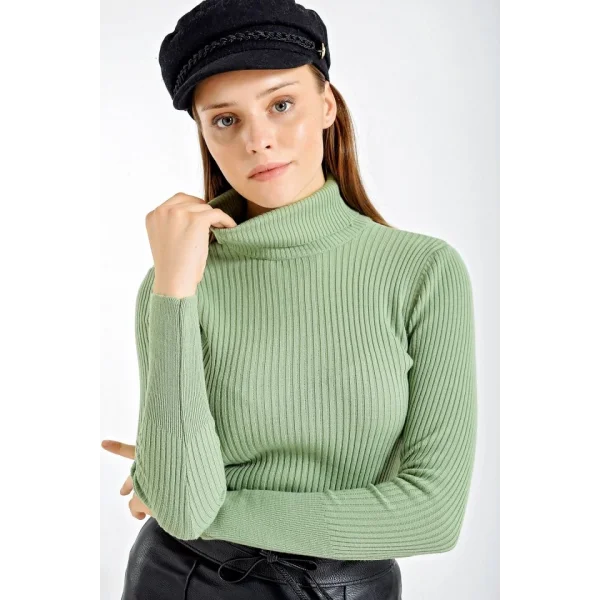 10311 Balıkçı Yaka Triko Kazak - Çağla