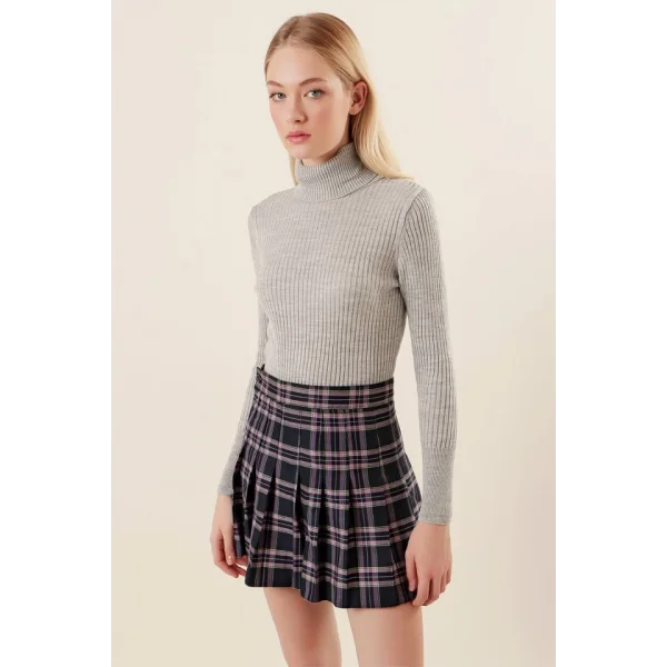 10311 Balıkçı Yaka Triko Kazak - Gri