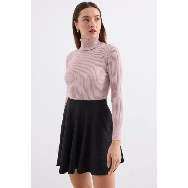 10311 Balıkçı Yaka Triko Kazak - Pembe