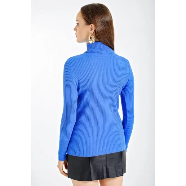 10311 Balıkçı Yaka Triko Kazak - Saks