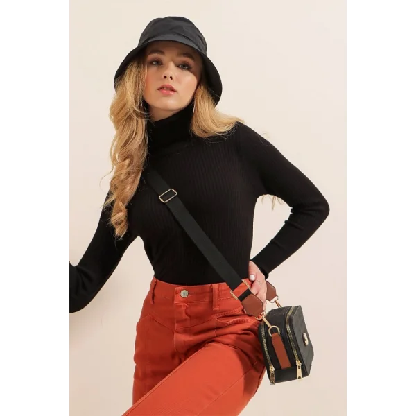 10311 Balıkçı Yaka Triko Kazak - Siyah