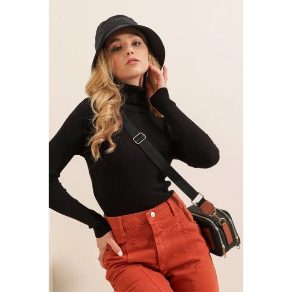 10311 Balıkçı Yaka Triko Kazak - Siyah