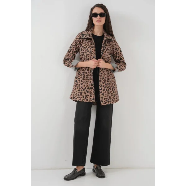 10322 Beli Büzgülü Trençkot - B.Kahverengi