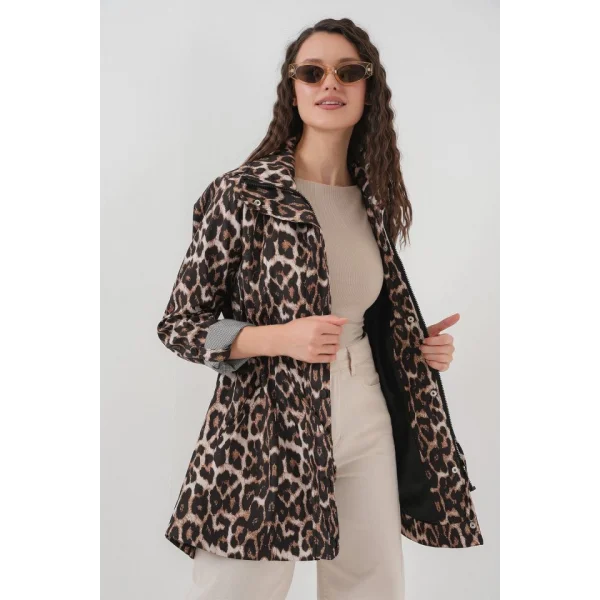 10322 Beli Büzgülü Trençkot - C. Kahverengi