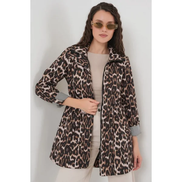 10322 Beli Büzgülü Trençkot - C. Kahverengi