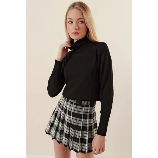 15747 Balıkçı Yaka Triko Kazak - Siyah