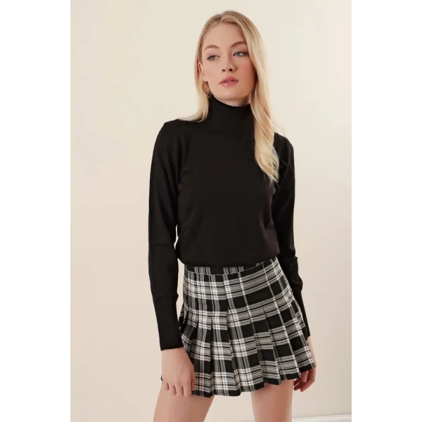 15747 Balıkçı Yaka Triko Kazak - Siyah