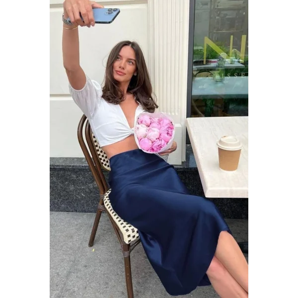 15806 Saten Etek  Lacivert