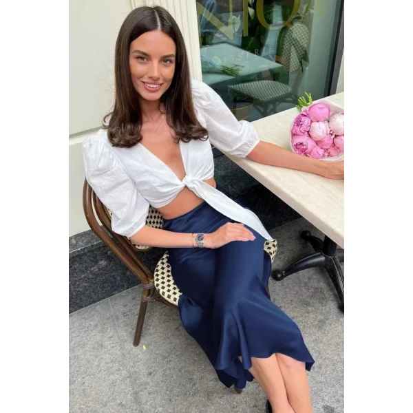 15806 Saten Etek  Lacivert