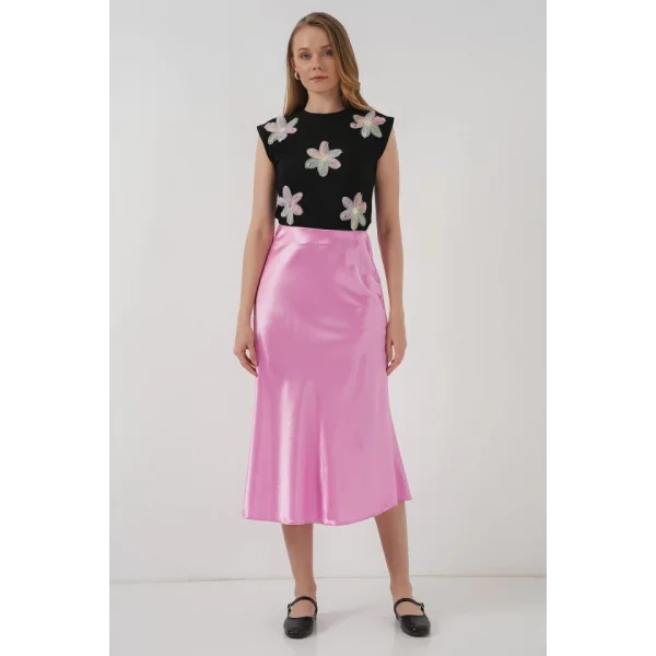 15806 Saten Etek  Pembe