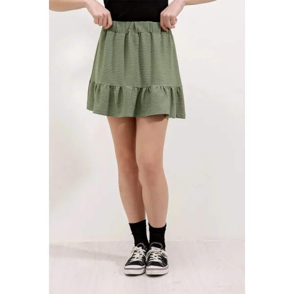 1884 Örme Mini Etek  Çağla