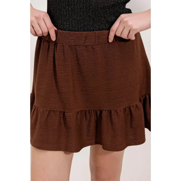 1884 Örme Mini Etek  Kahverengi