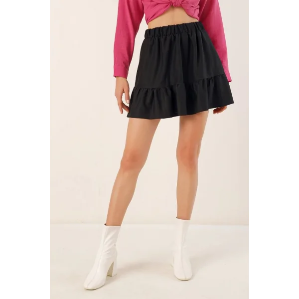 1884 Örme Mini Etek  Siyah