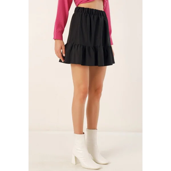 1884 Örme Mini Etek  Siyah