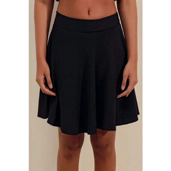 1885 Kloş Mini Etek  Siyah