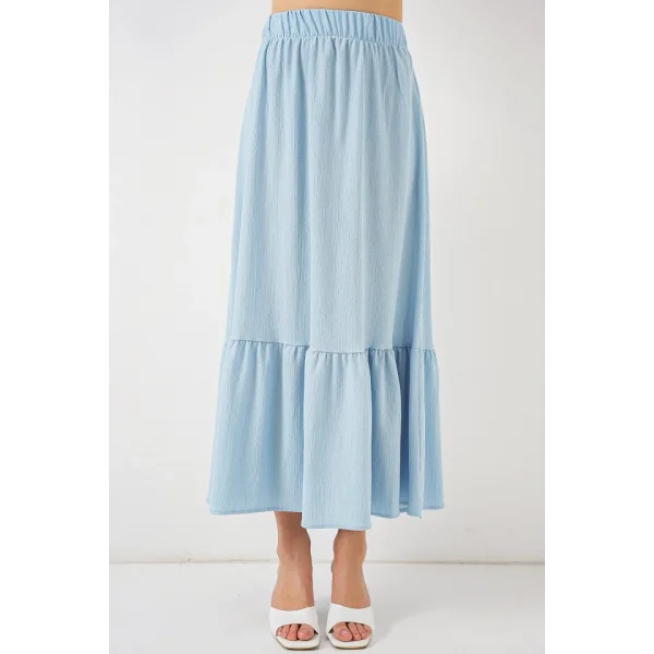 1886 Uzun Örme Etek - Açık Mavi
