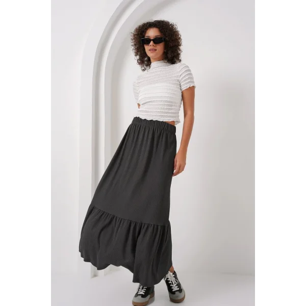 1886 Uzun Örme Etek  Antrasit