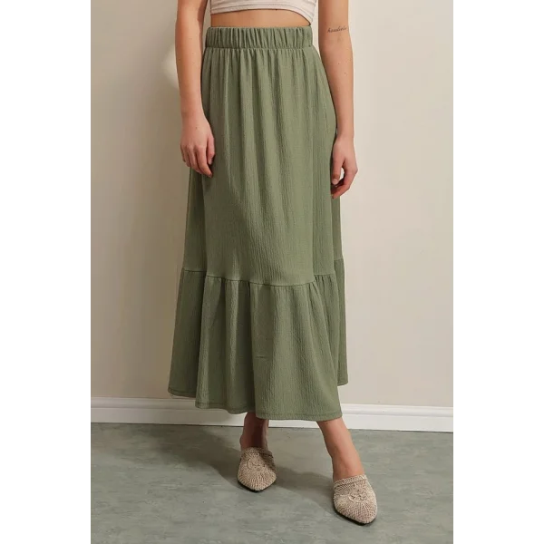 1886 Uzun Örme Etek - Haki