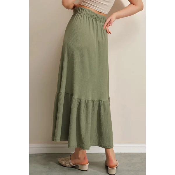 1886 Uzun Örme Etek - Haki