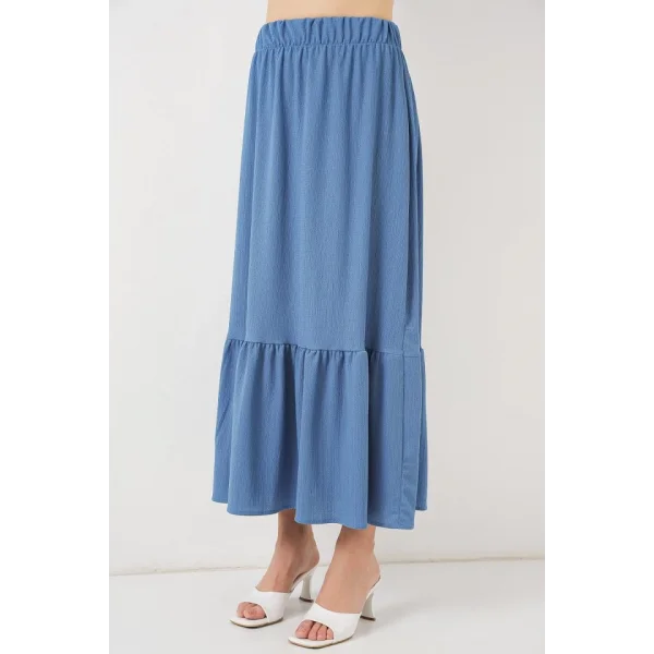 1886 Uzun Örme Etek - İndigo