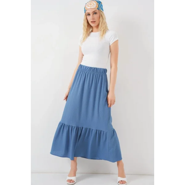 1886 Uzun Örme Etek - İndigo