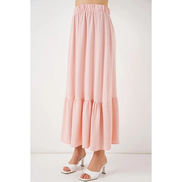 1886 Uzun Örme Etek - Pudra