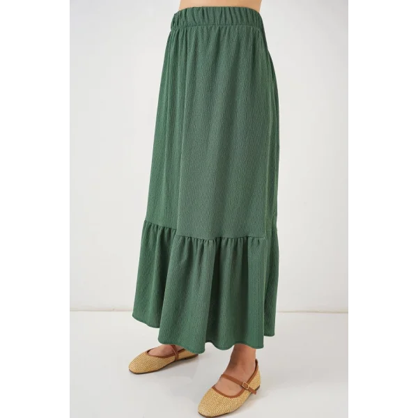 1886 Uzun Örme Etek - Zümrüt Yeşili