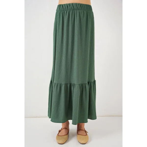 1886 Uzun Örme Etek - Zümrüt Yeşili