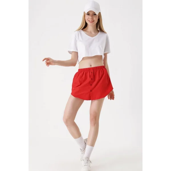 1888 Sweatshirt Ve Kazak Altı Gömlek Etek  Kırmızı