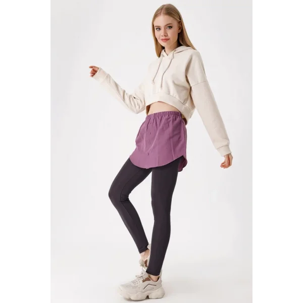 1888 Sweatshirt Ve Kazak Altı Gömlek Etek  Koyu Lila