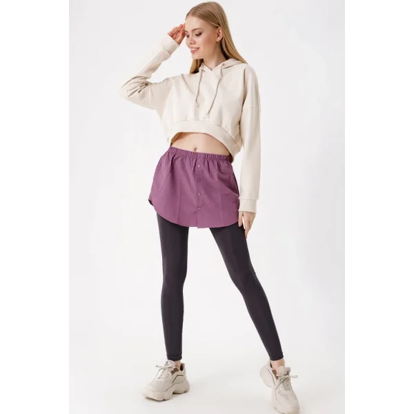 1888 Sweatshirt Ve Kazak Altı Gömlek Etek  Koyu Lila