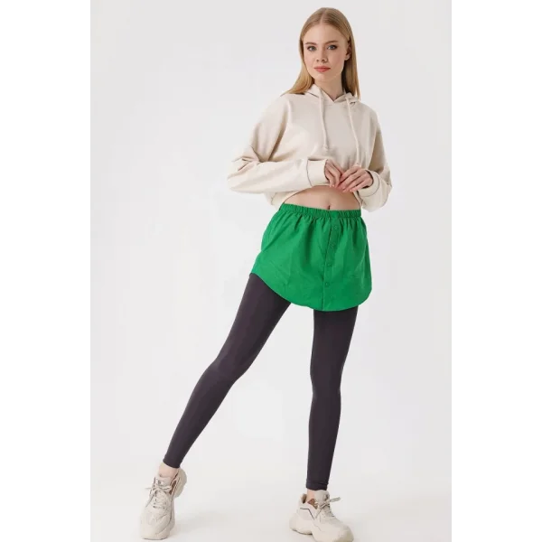 1888 Sweatshirt Ve Kazak Altı Gömlek Etek  Yeşil