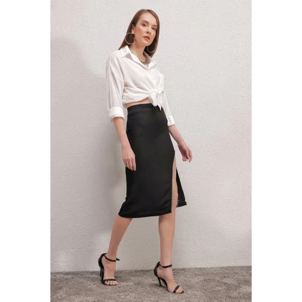 1890 Zincir Detaylı Etek  Siyah