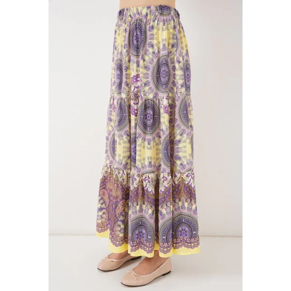 1898 Desenli Uzun Etek - Sarı