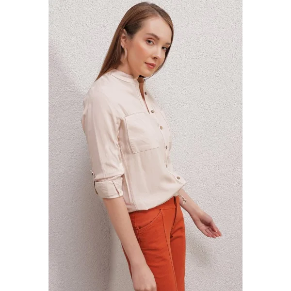 19 ÖNÜ BAĞCIKLI GÖMLEK  Krem